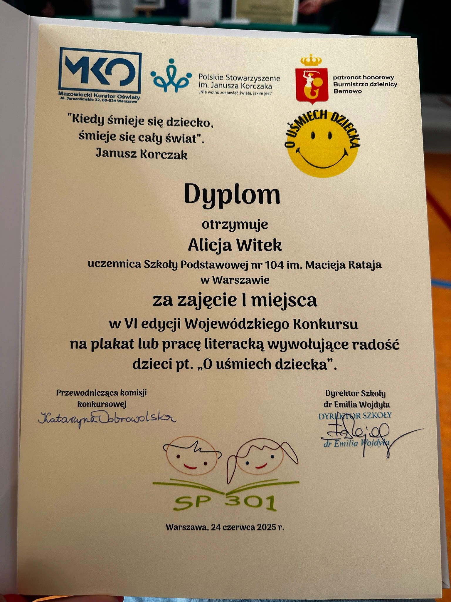 Konkurs literacki "O uśmiech dziecka" - Alicja Witek 6 B - zdjęcie 5