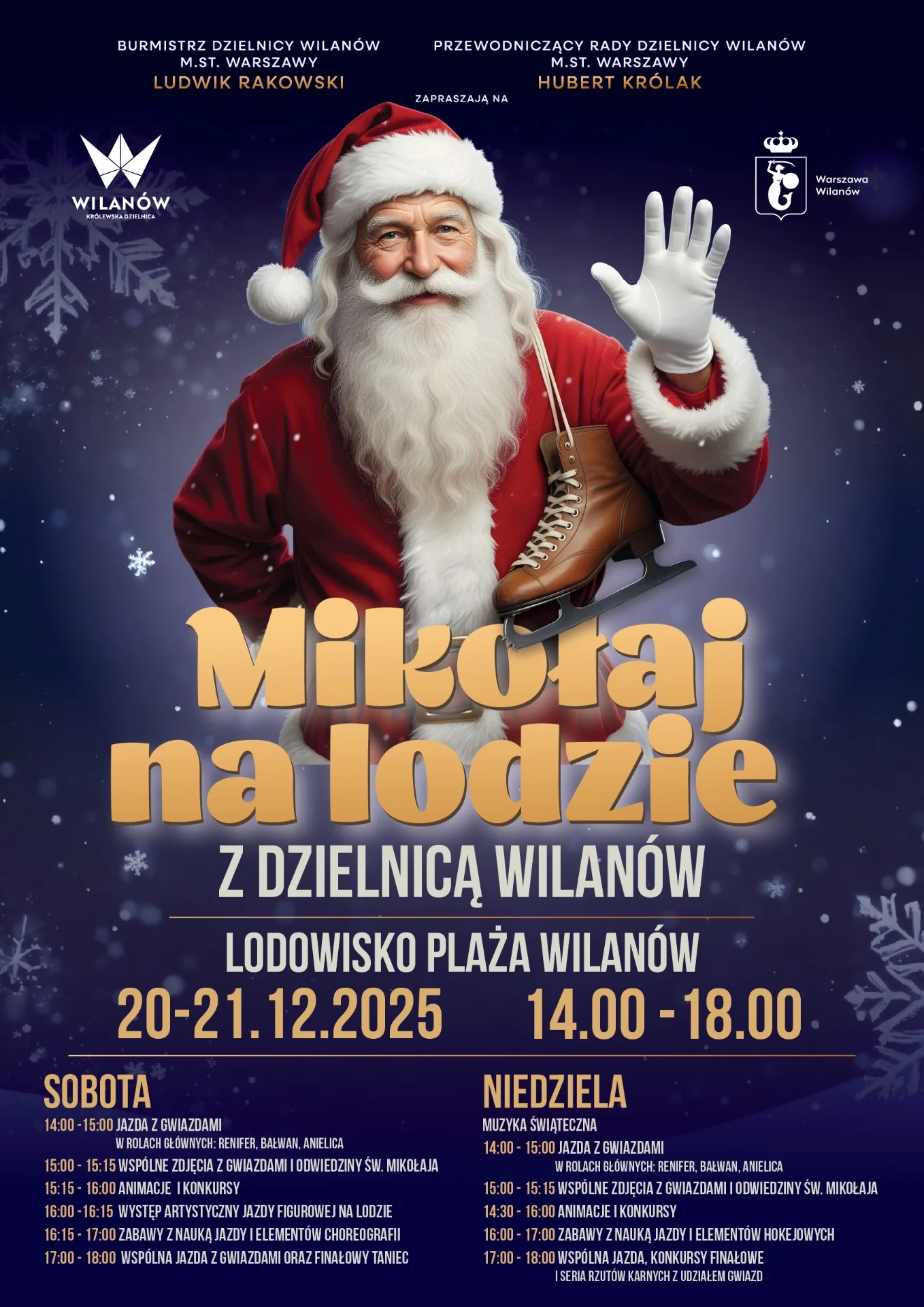 Mikołaj na lodowisku Plaża Wilanów - zdjecie 1